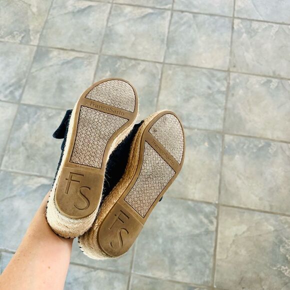 Franco Sarto Patrice Denim Espadrille, Slide Wedge Sandals. - Picture 4 of 5